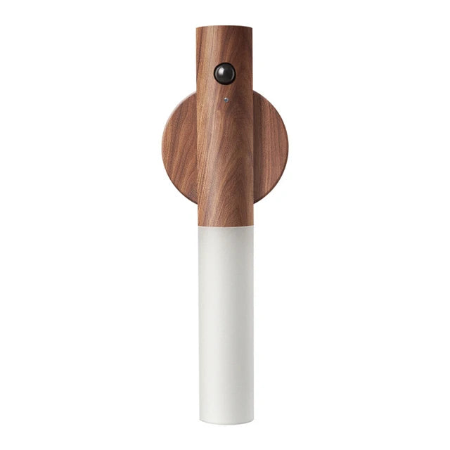Motion Sensor LED Night Light – Rechargeable Wood-Look Magnetic Wall Lamp