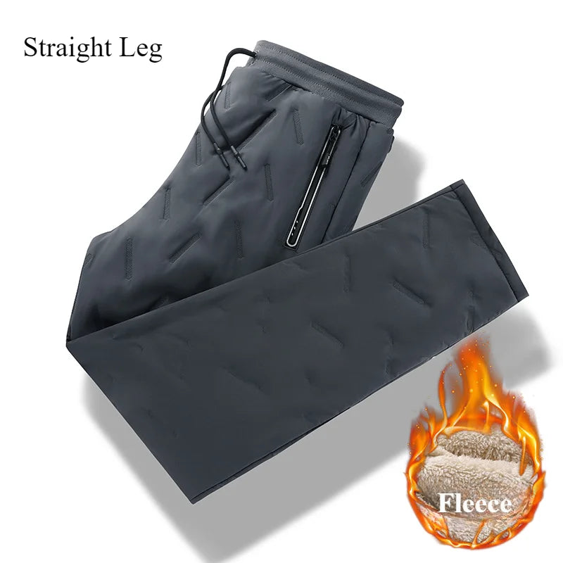 Men's Fleece-Lined Thermal Pants – Warm Windproof Water-Resistant Winter Track Pants