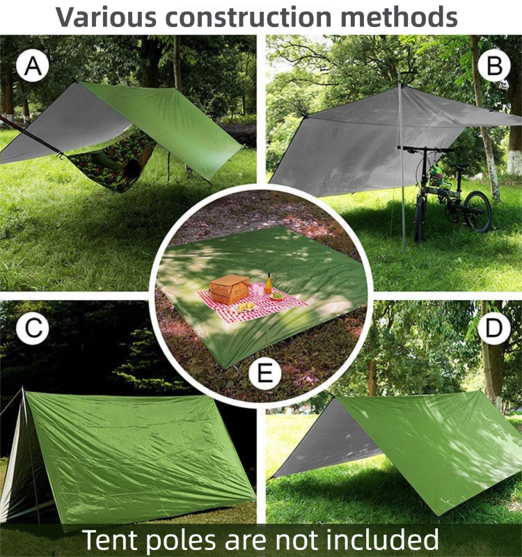 3 × 3 m Waterproof Camping Tarp with Silver Sun Coating – view 5