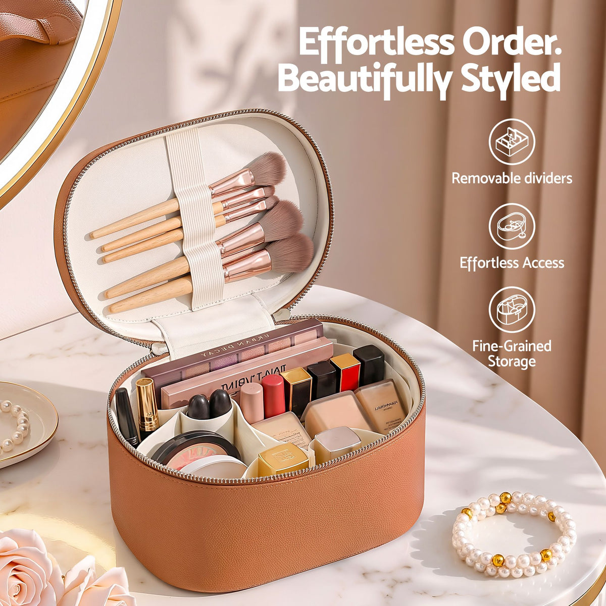 Travel toiletry case with top handle