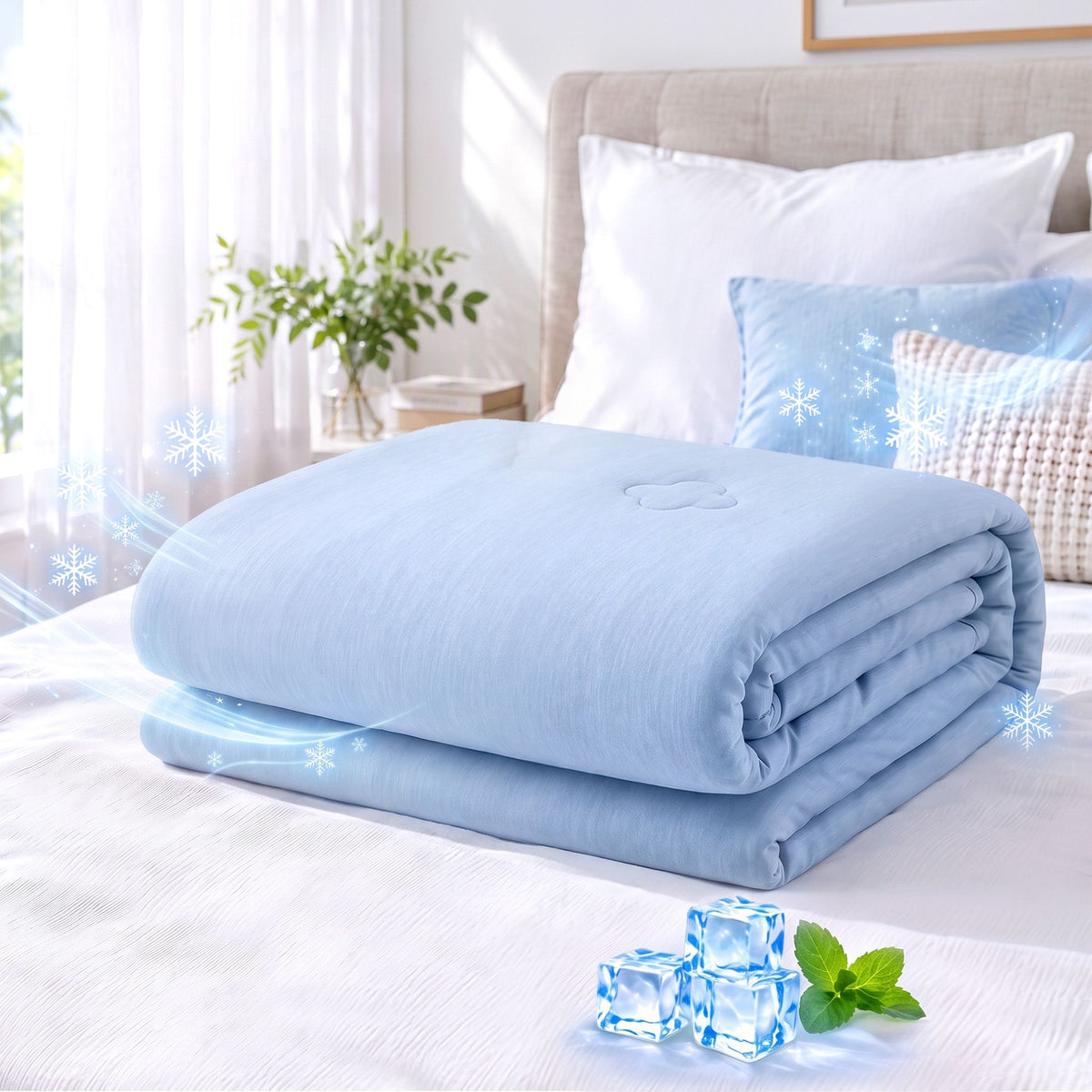 Cooling Blanket for Hot Sleepers – Double-Sided Summer Quilt, Double 180×210cm