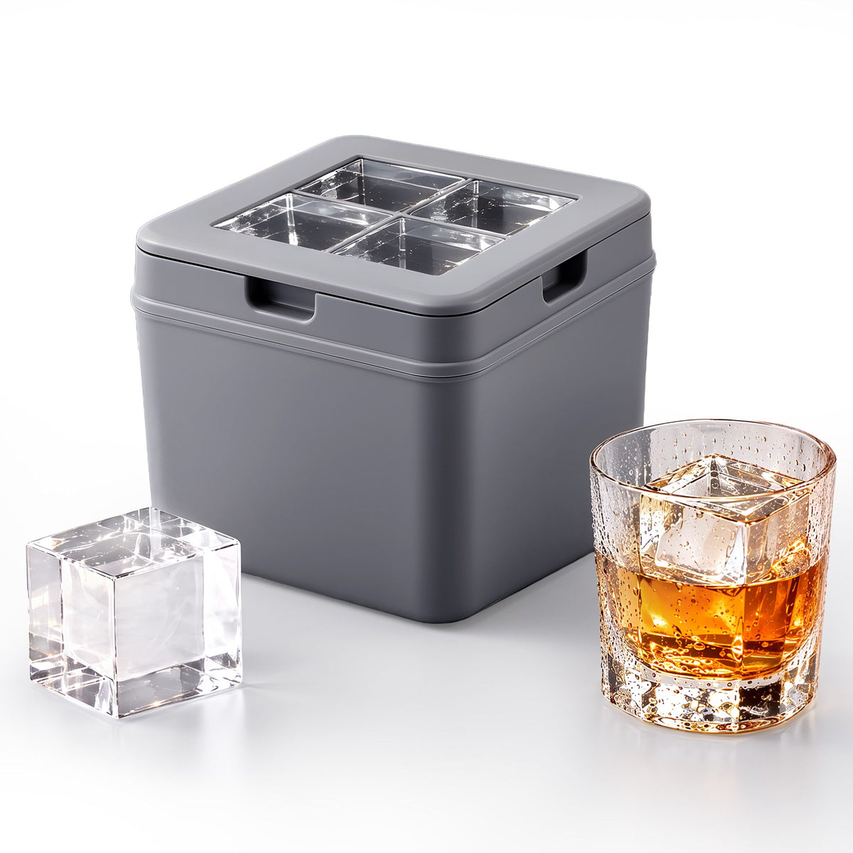 Crystal clear ice cubes for whiskey and cocktails