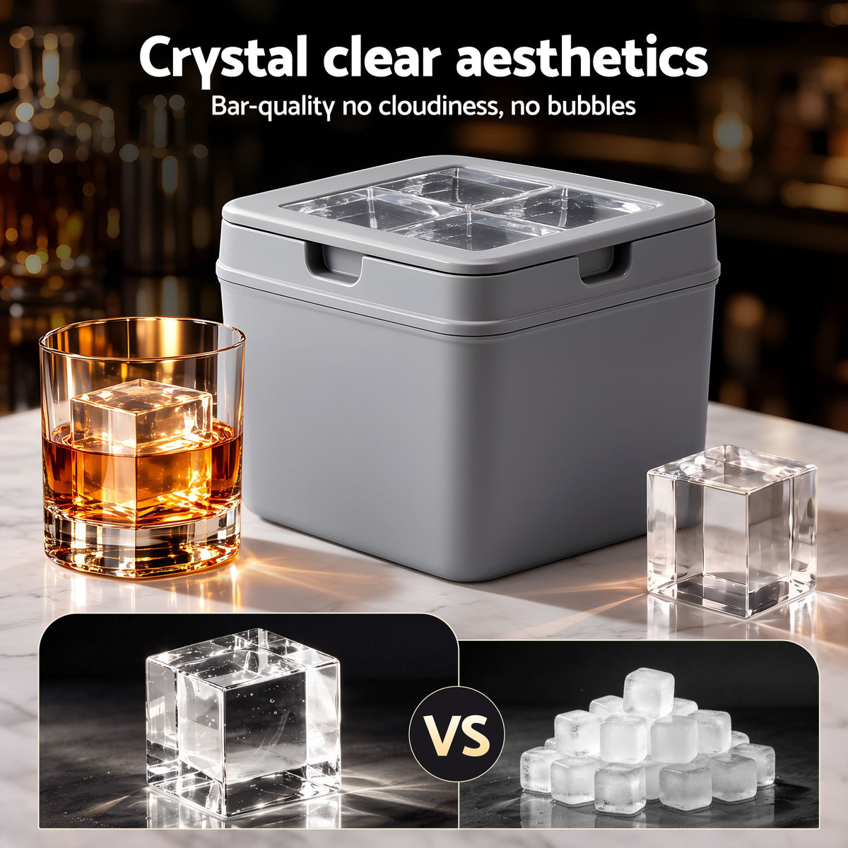 Silicone ice tray 4 cube large square