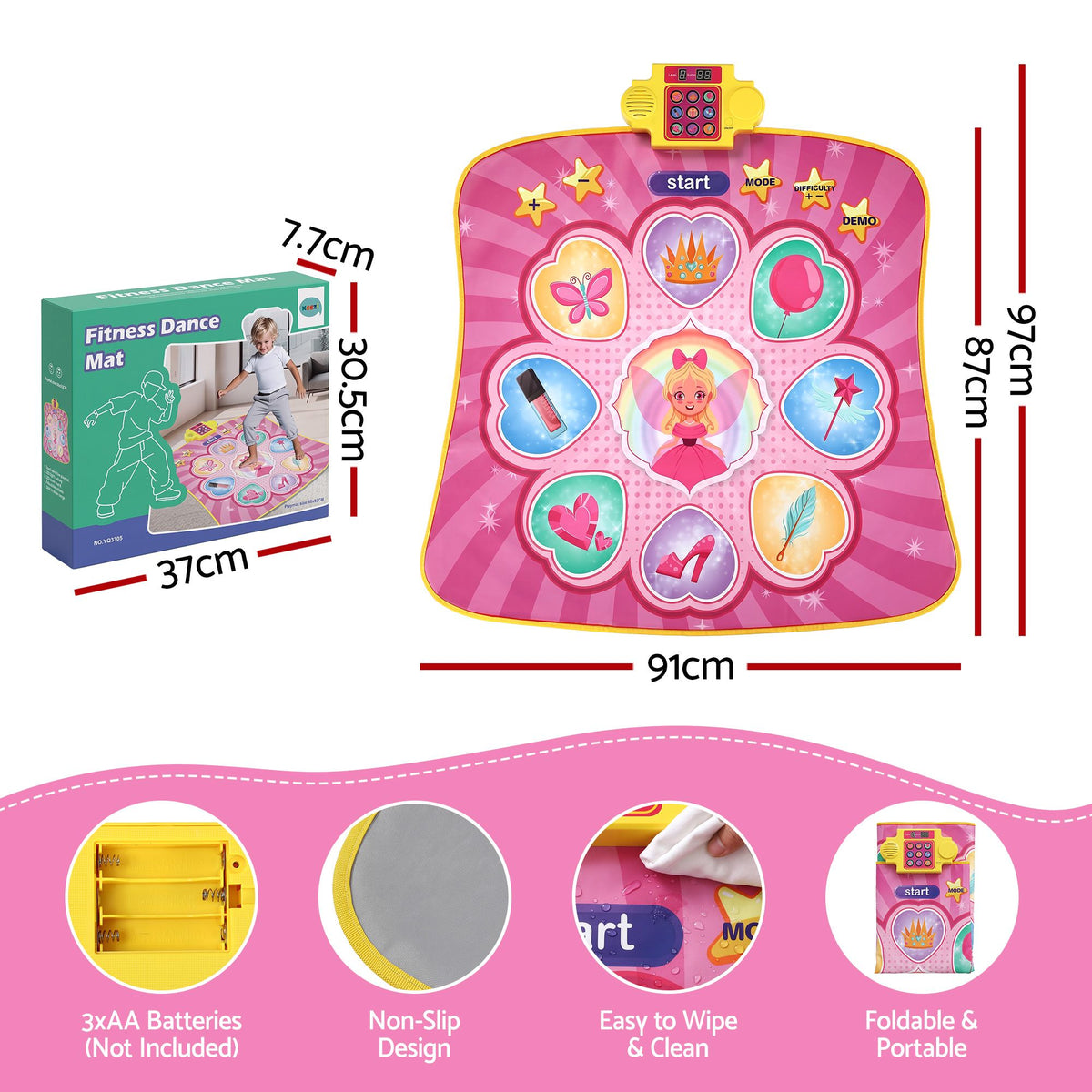 Princess dance mat with LED lights and songs