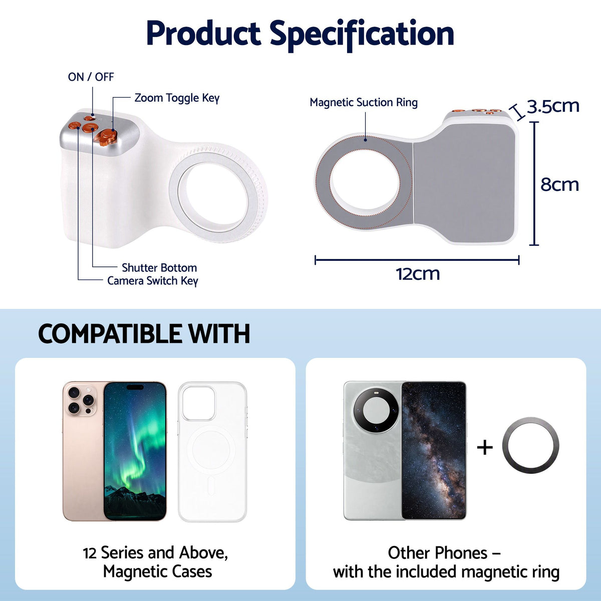 Detachable Bluetooth shutter remote for phone