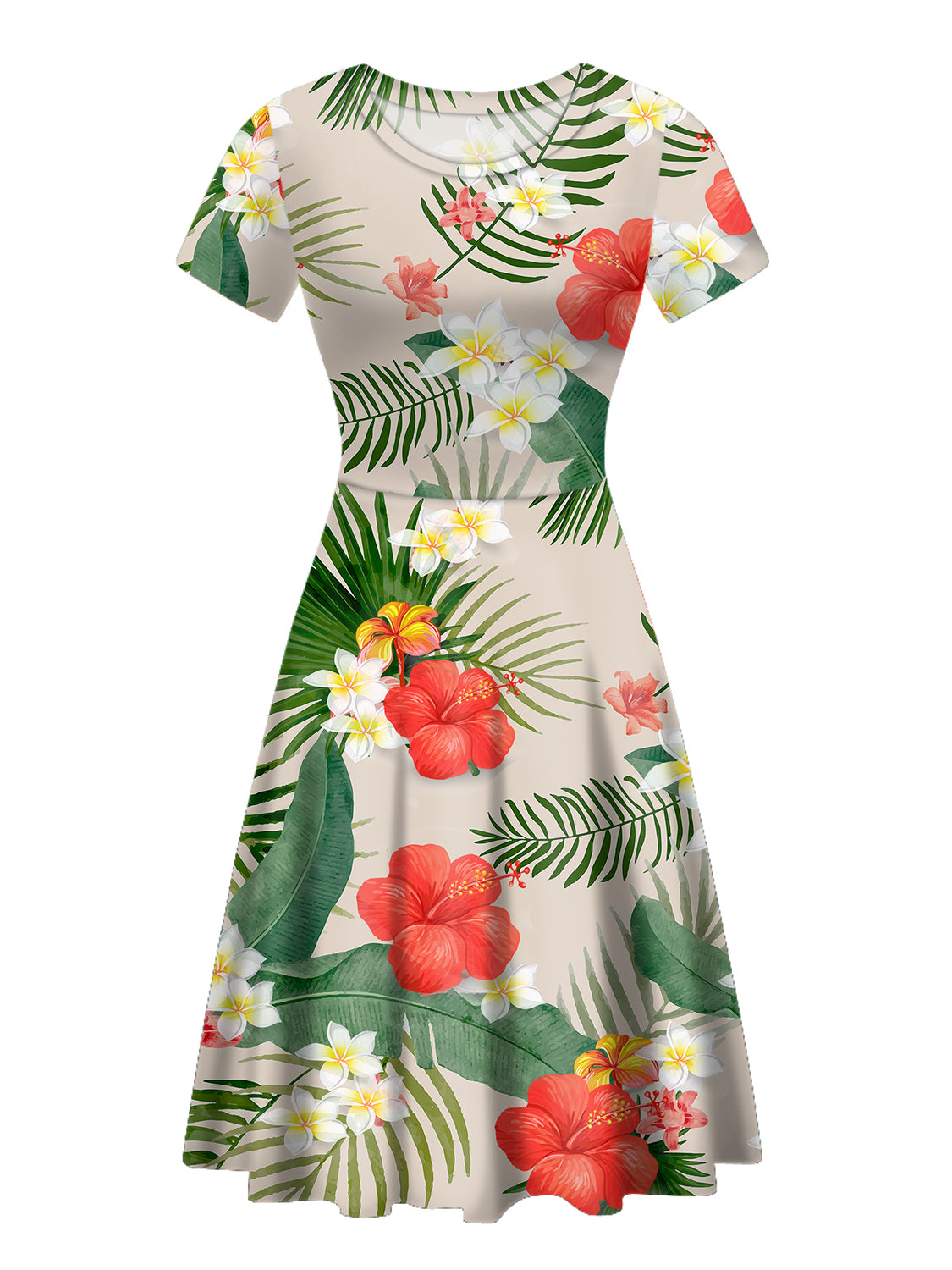 Polynesian Tribal Print Dress – Women's Short Sleeve Island-Style Casual Summer Dress, M–4XL