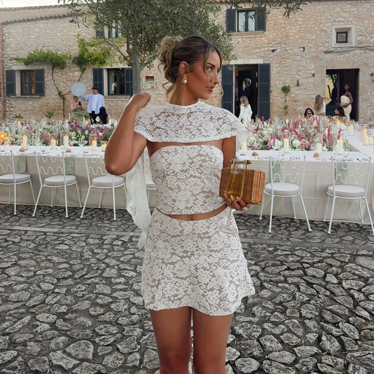 Lace A-line mini skirt