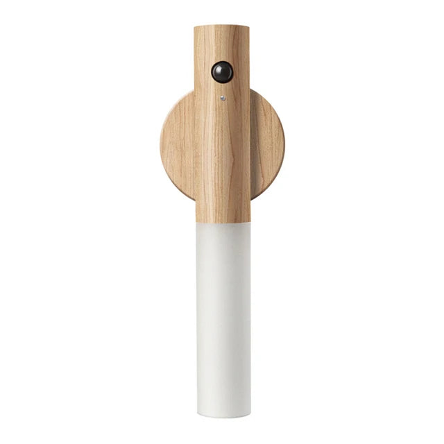 Motion sensor LED wood-look night light on wall