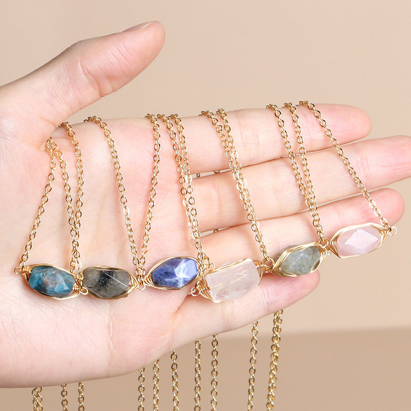 Clear quartz crystal necklace