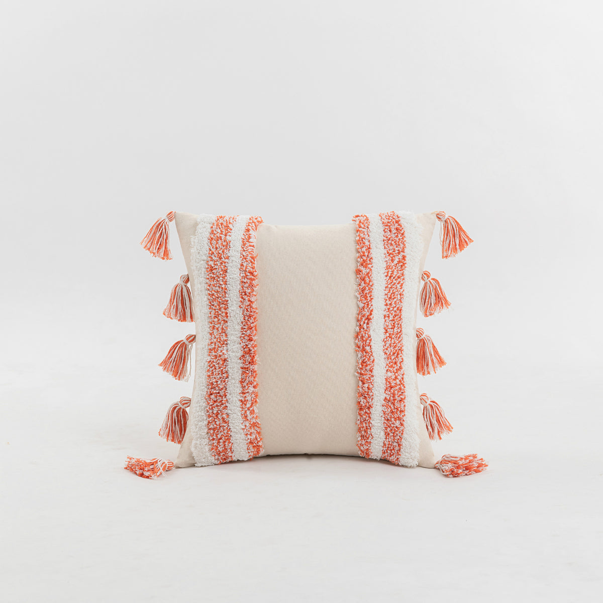 Boho Tufted Tassel Cushion Cover – Textured Cotton Linen Decorative Pillow Case