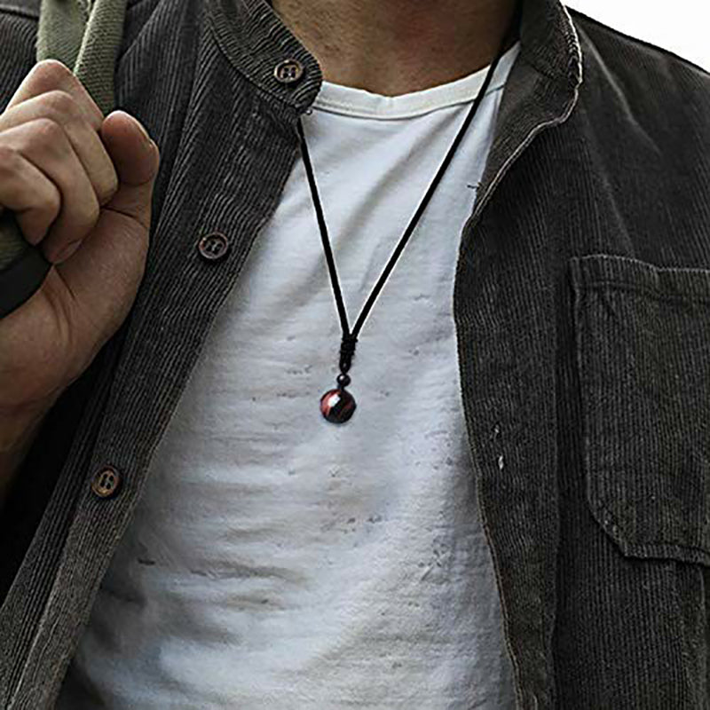 Obsidian stone rope necklace