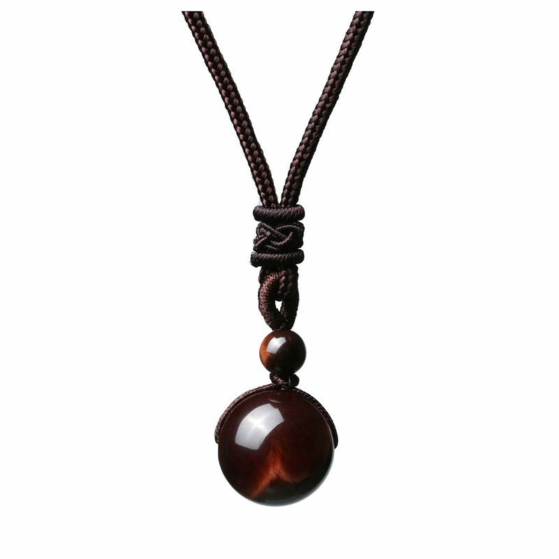 Natural Stone Rope Necklace – Amethyst, Tiger's Eye & Obsidian Healing Crystal Pendant