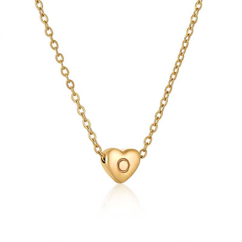 Gold Initial Heart Necklace – Tarnish-Free Waterproof 18K Gold Plated Letter Pendant A–Z