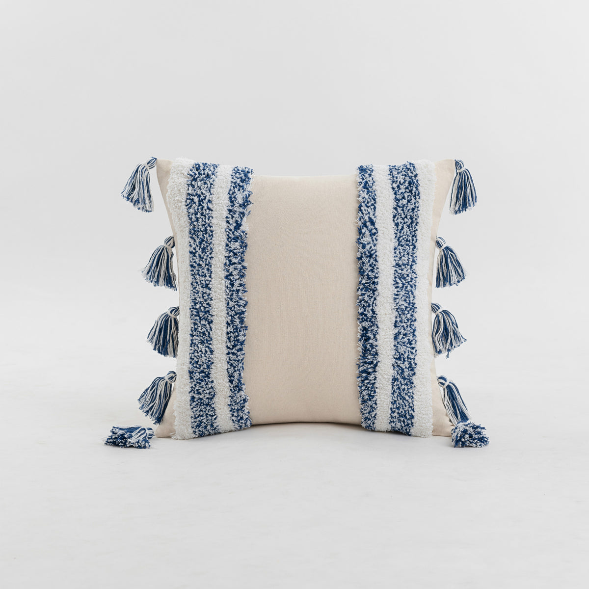 Boho Tufted Tassel Cushion Cover – Textured Cotton Linen Decorative Pillow Case