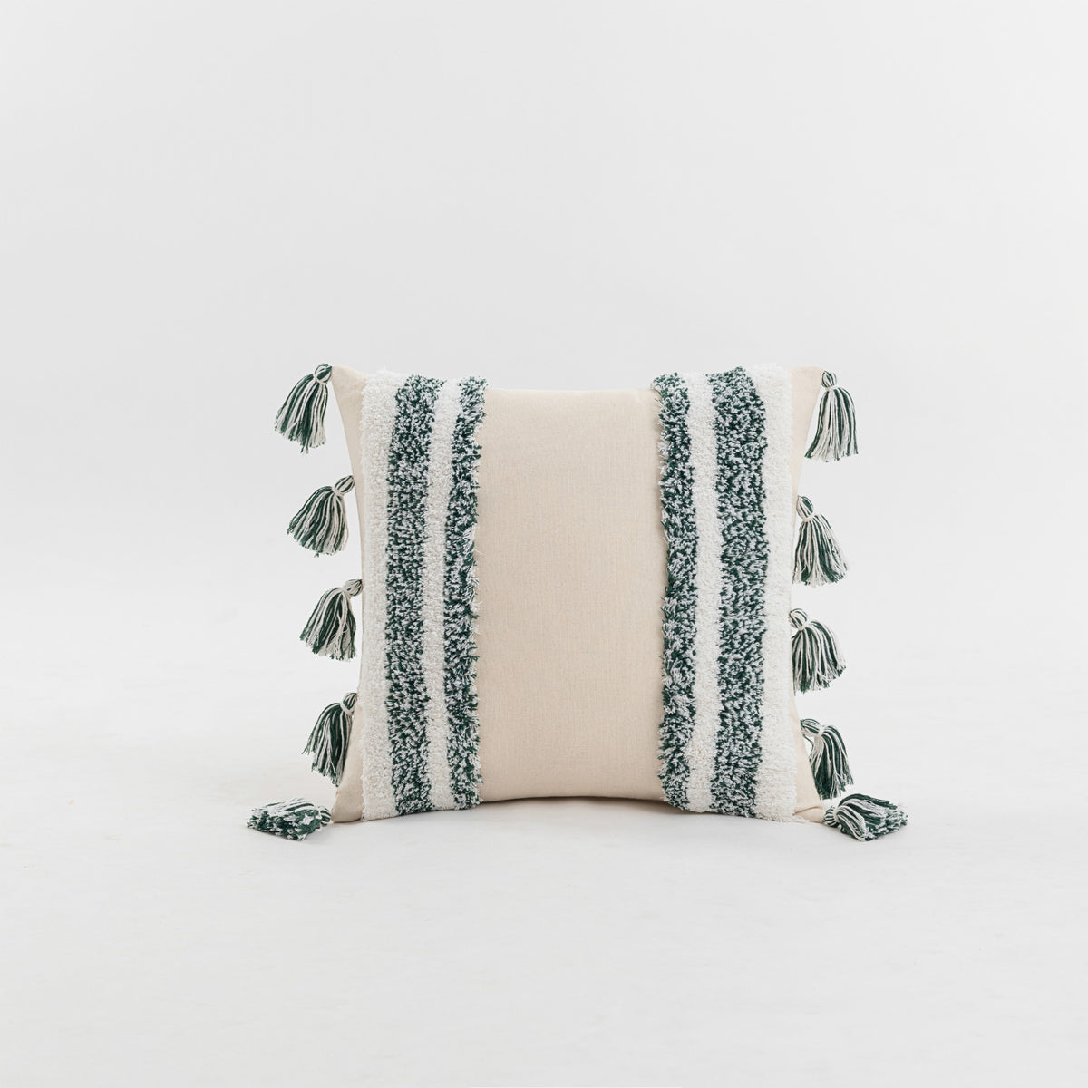 Boho Tufted Tassel Cushion Cover – Textured Cotton Linen Decorative Pillow Case