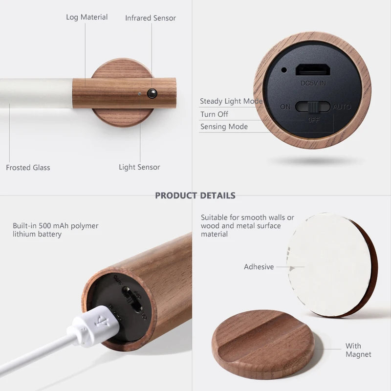 Light and dark wood night light colours