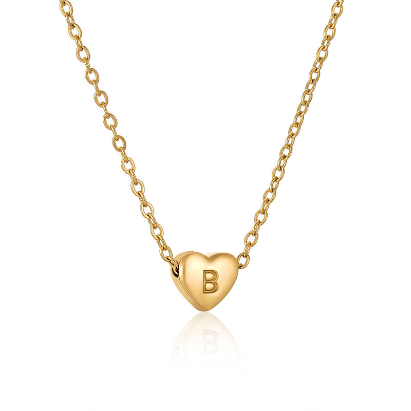 Gold Initial Heart Necklace – Tarnish-Free Waterproof 18K Gold Plated Letter Pendant A–Z