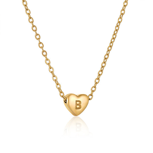 Gold initial heart pendant necklace