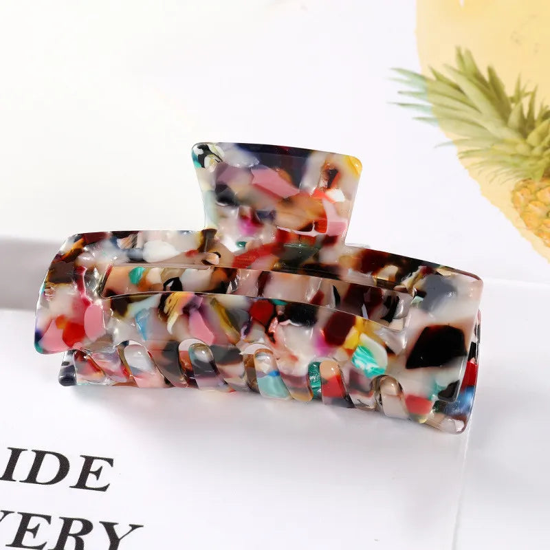 Acetate Claw Hair Clip – Vintage Geometric Tortoiseshell Hair Claw for Thick & Fine Hair