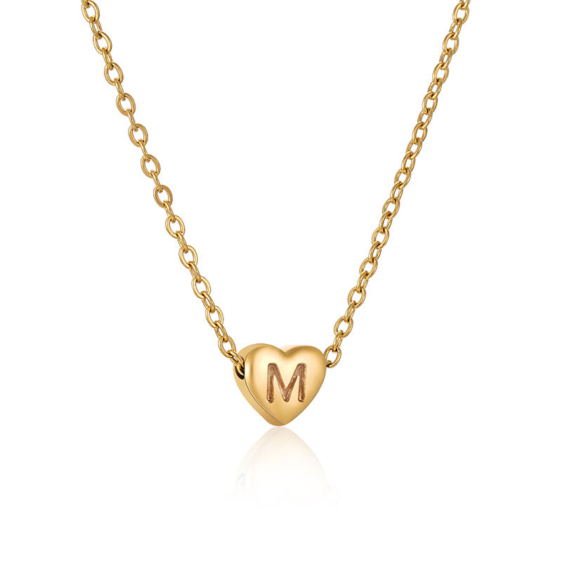 Gold Initial Heart Necklace – Tarnish-Free Waterproof 18K Gold Plated Letter Pendant A–Z