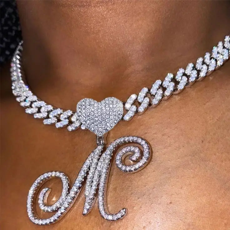 Zircon letter pendant close-up
