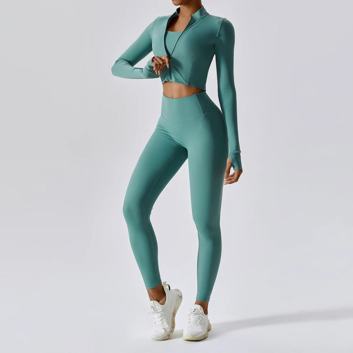 Cropped zip gym jacket