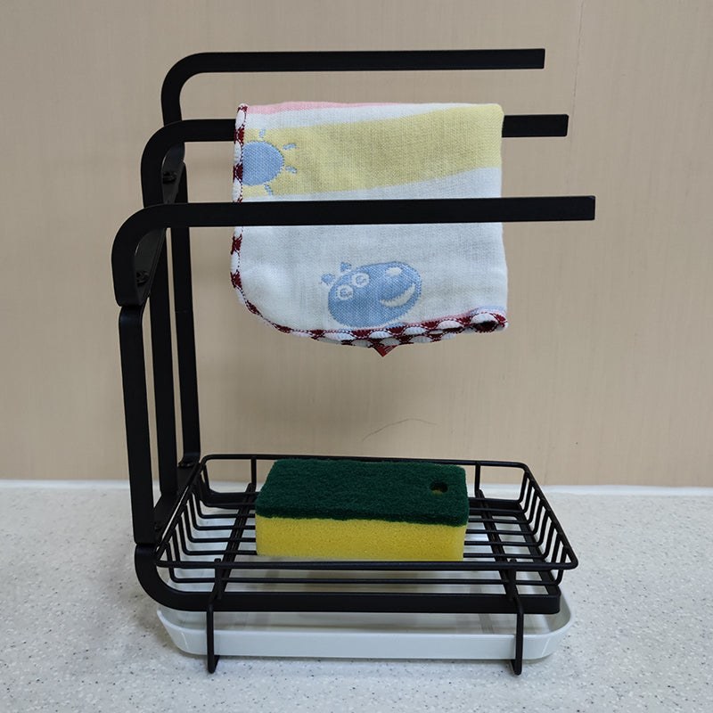 Black kitchen organiser in use