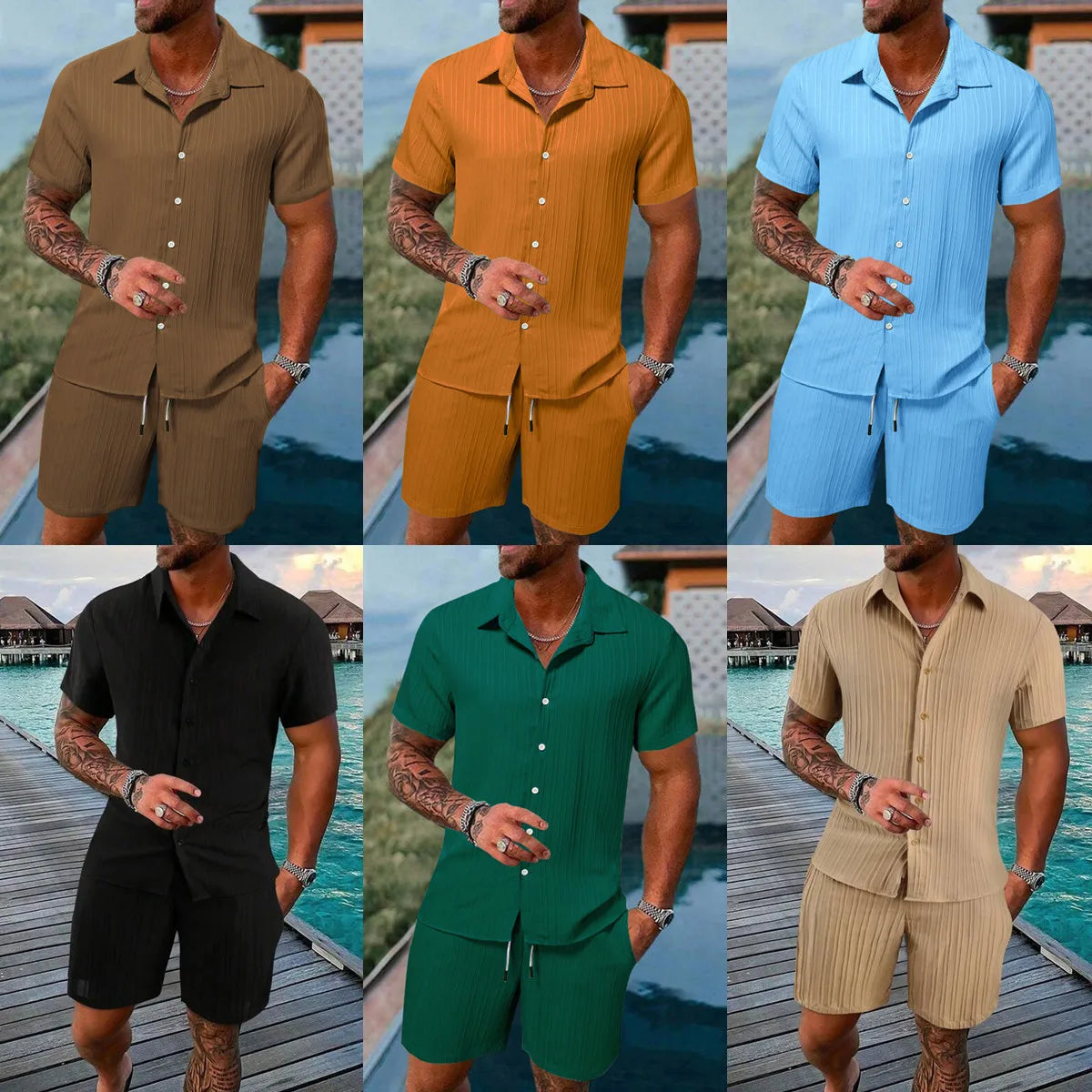 Men's summer shirt and shorts set