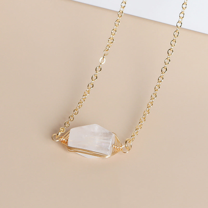 Raw Crystal Wire-Wrapped Necklace – Natural Gemstone Pendant (Rose Quartz, Clear Quartz & More)