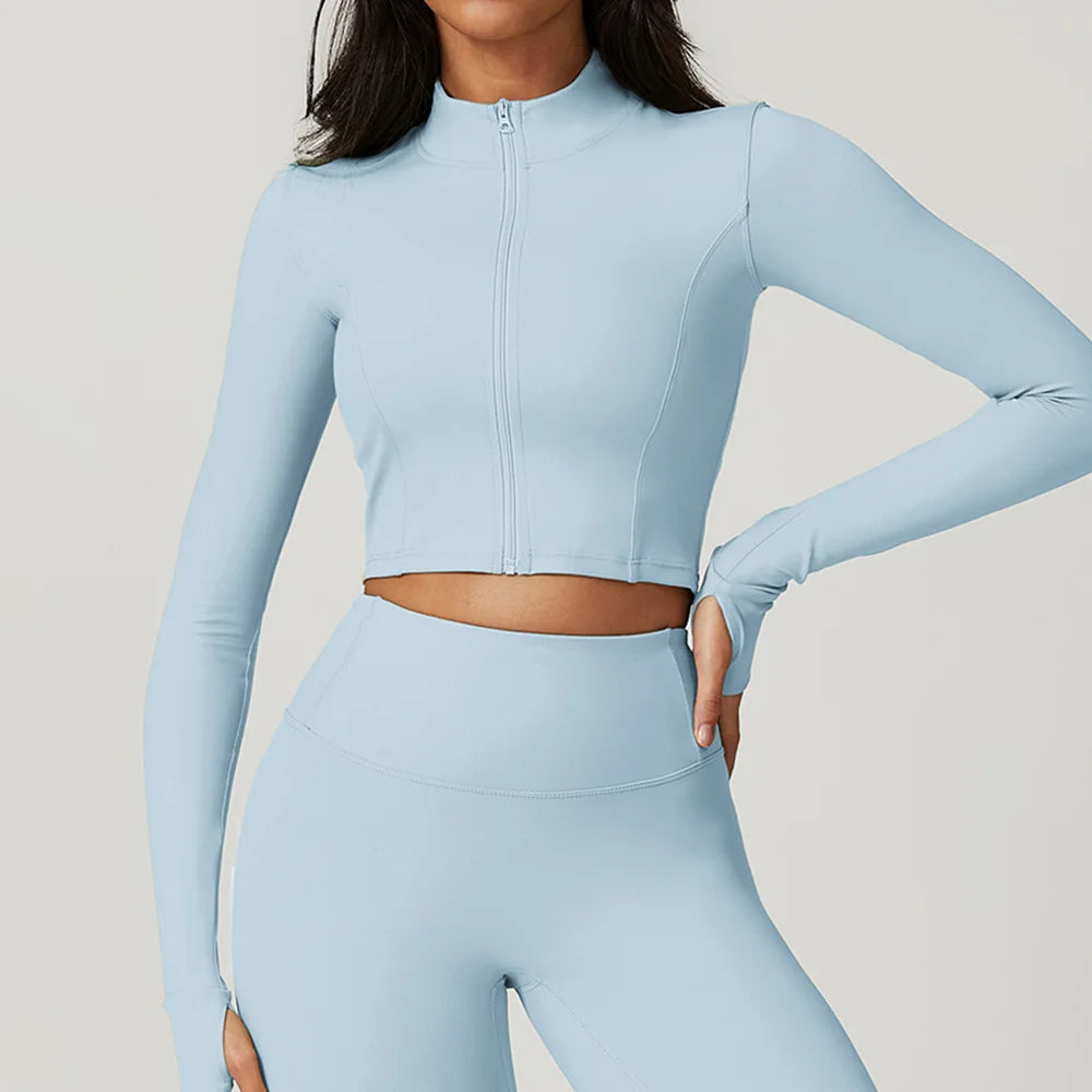 Buttery-Soft Gym Set Separates – Cropped Jacket, Sports Bra & Leggings