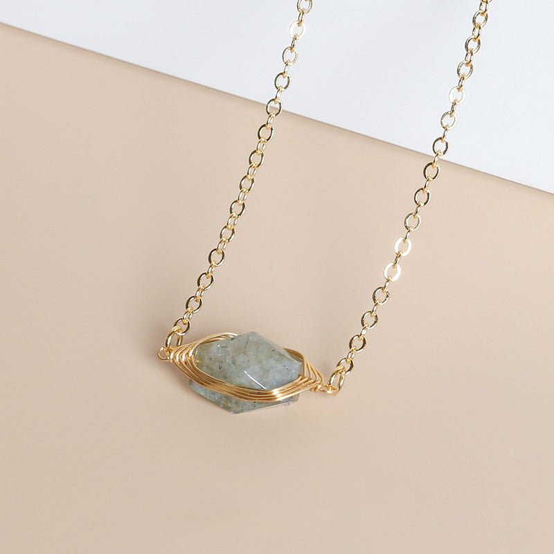 Raw Crystal Wire-Wrapped Necklace – Natural Gemstone Pendant (Rose Quartz, Clear Quartz & More)