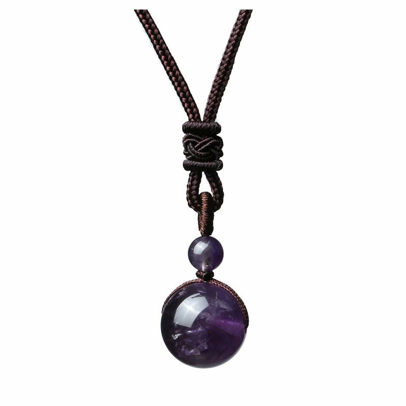 Natural Stone Rope Necklace – Amethyst, Tiger's Eye & Obsidian Healing Crystal Pendant