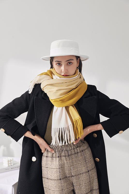 Infinity scarf worn
