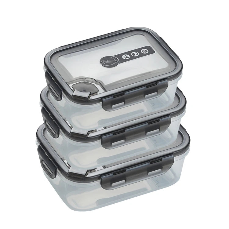 Airtight snap lock meal prep containers stacked