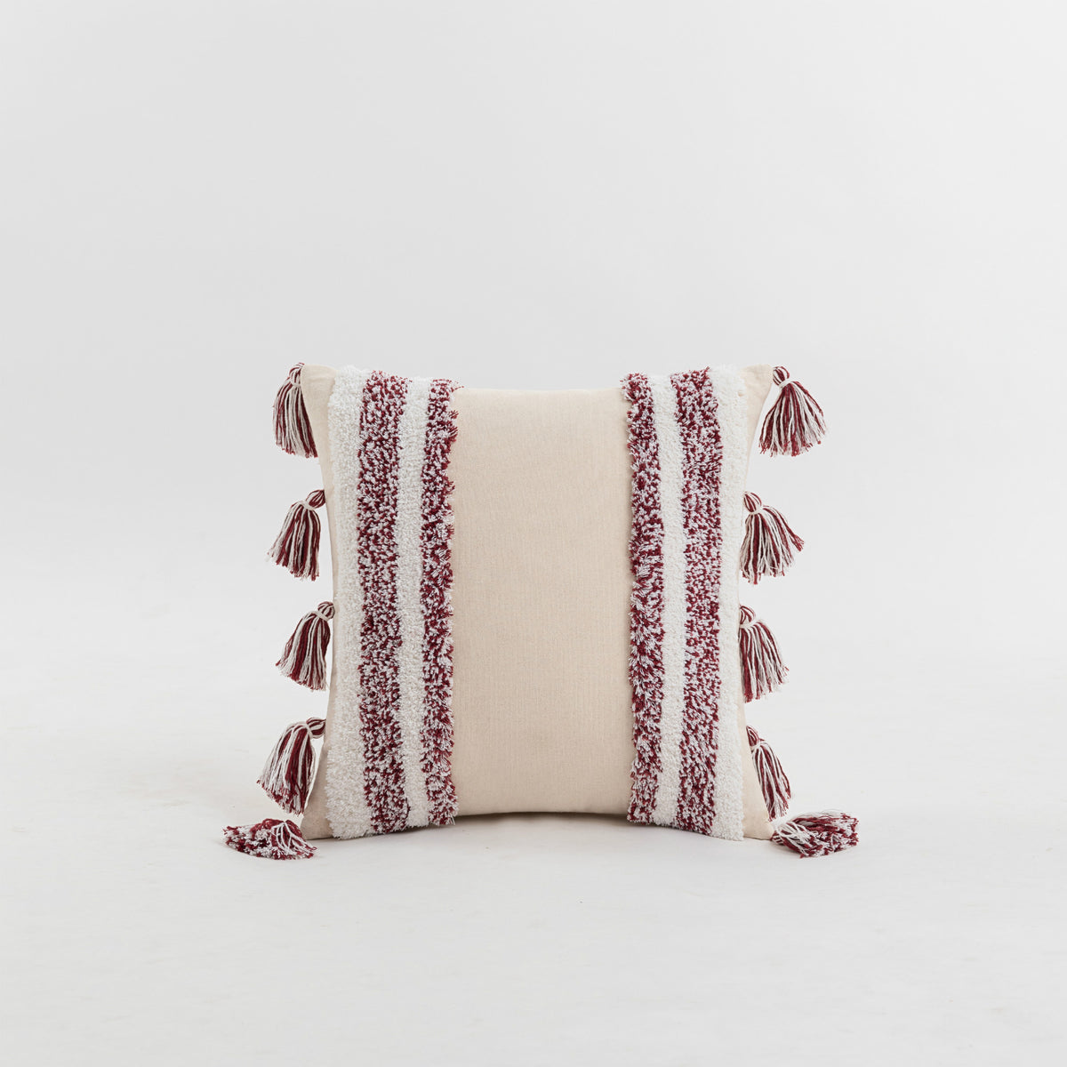 Boho Tufted Tassel Cushion Cover – Textured Cotton Linen Decorative Pillow Case