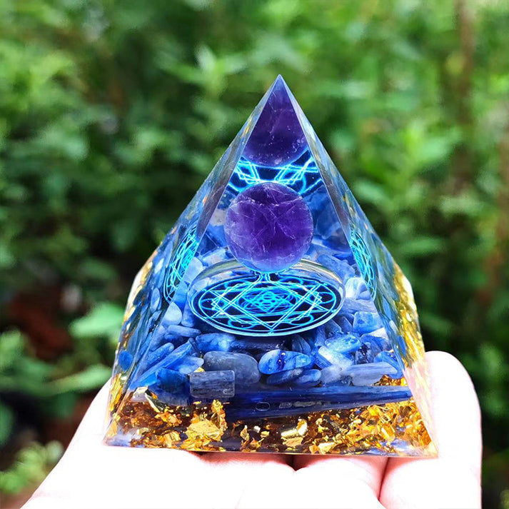 Orgone Crystal Pyramid – Resin Gemstone Chip Pyramid with Crystal ...