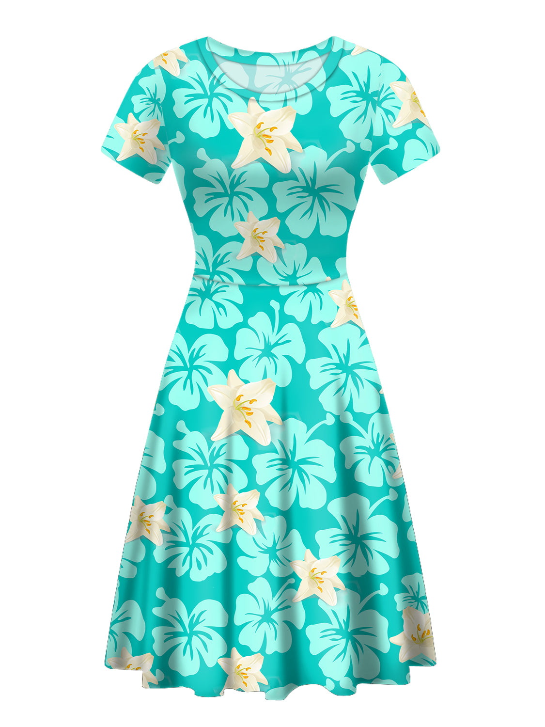Polynesian Tribal Print Dress – Women's Short Sleeve Island-Style Casual Summer Dress, M–4XL