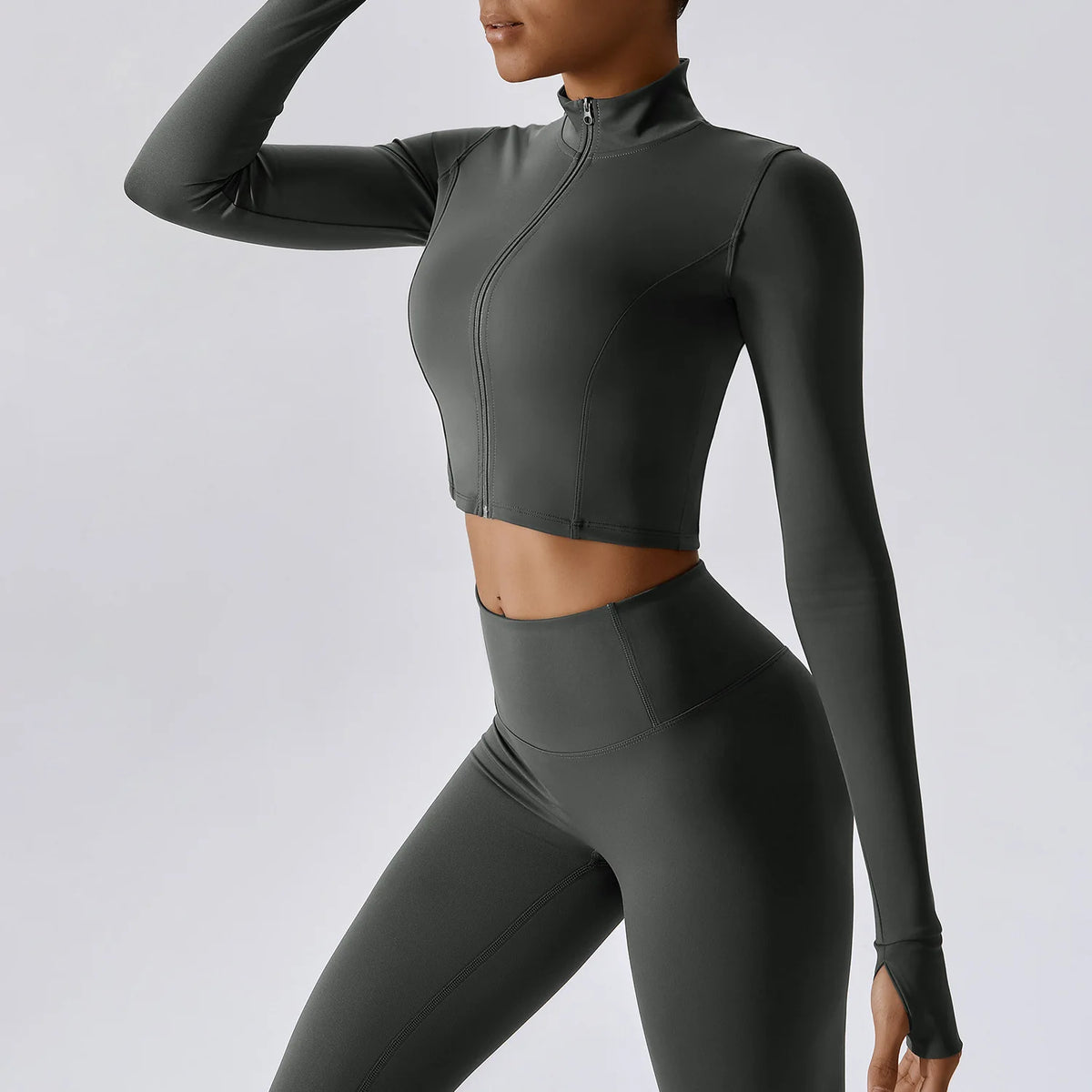 Buttery-Soft Gym Set Separates – Cropped Jacket, Sports Bra & Leggings