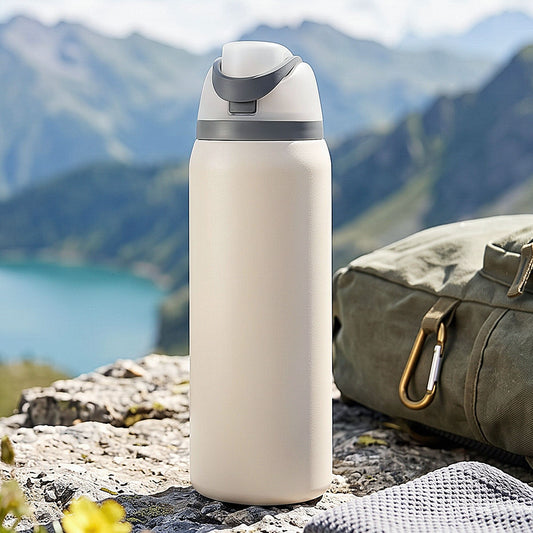 950ml insulated stainless steel water bottle with straw white