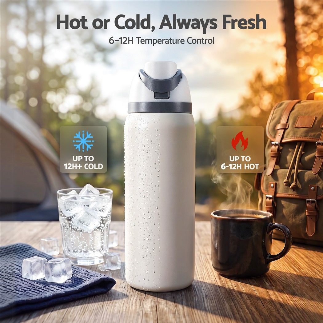 Large insulated bottle with carry handle for gym