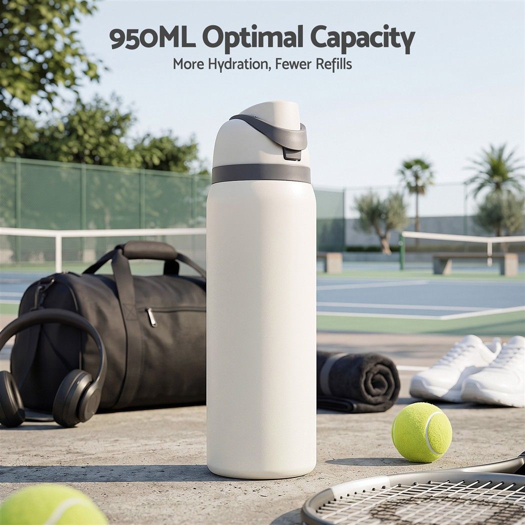 950ml white insulated water bottle summer