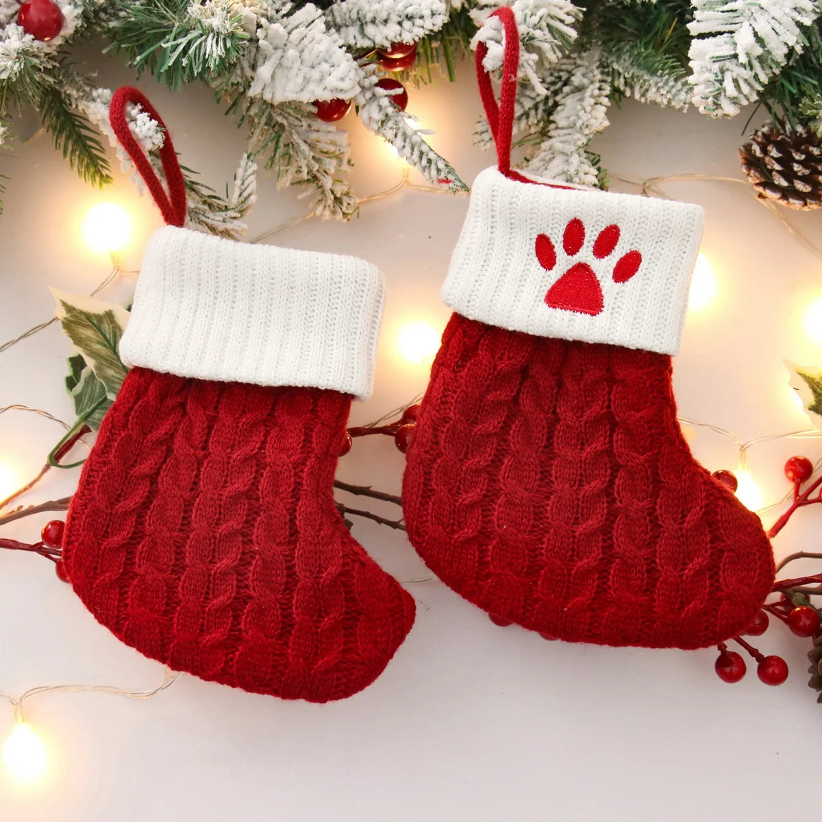 Knit Xmas stocking close-up