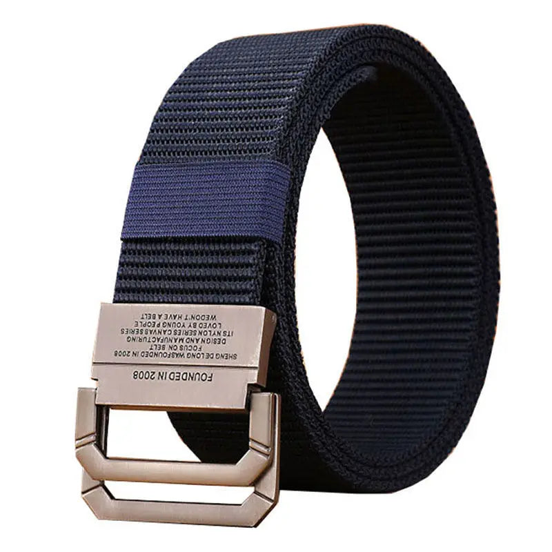 Men's Nylon Webbing Canvas Belt – Military-Style Tactical Belt with Metal Buckle