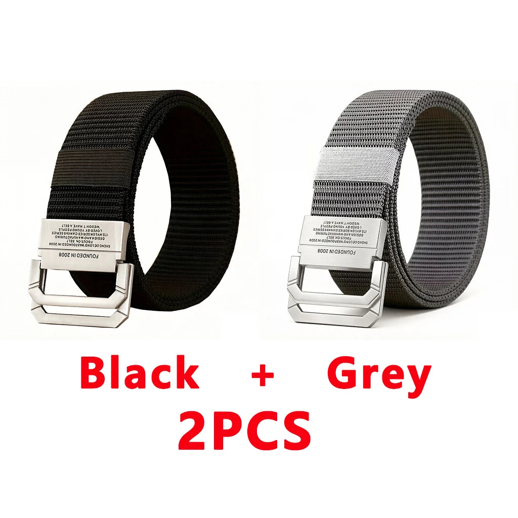 Men's Nylon Webbing Canvas Belt – Military-Style Tactical Belt with Metal Buckle