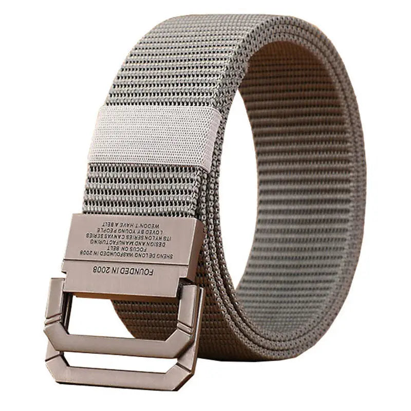 Men's Nylon Webbing Canvas Belt – Military-Style Tactical Belt with Metal Buckle