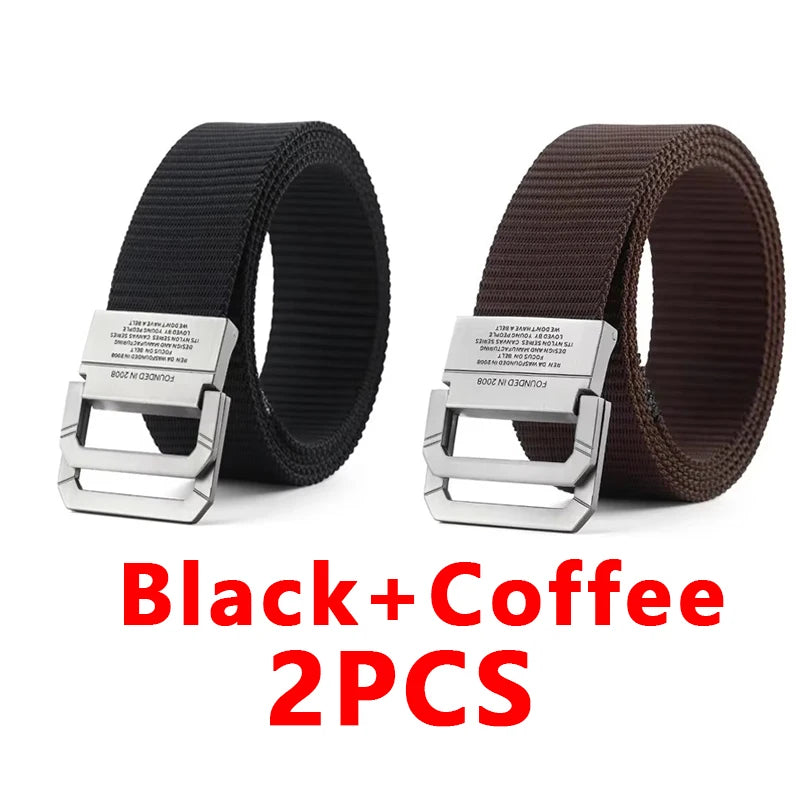 Men's Nylon Webbing Canvas Belt – Military-Style Tactical Belt with Metal Buckle