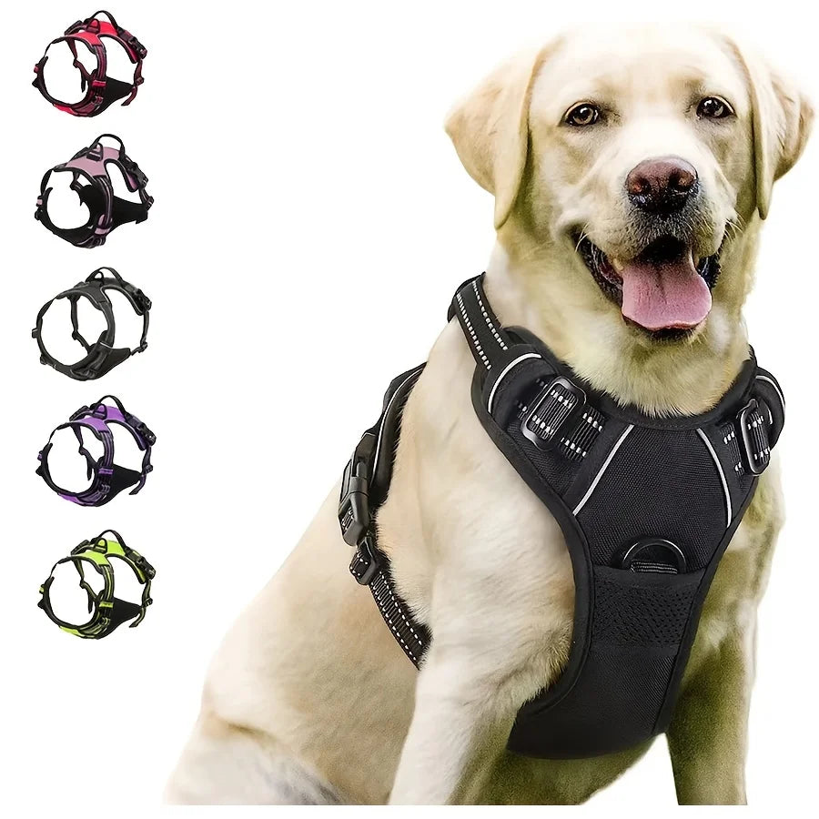 No-pull reflective dog harness