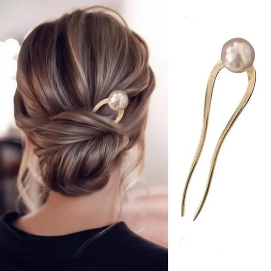 Pearl U-shaped hair pins