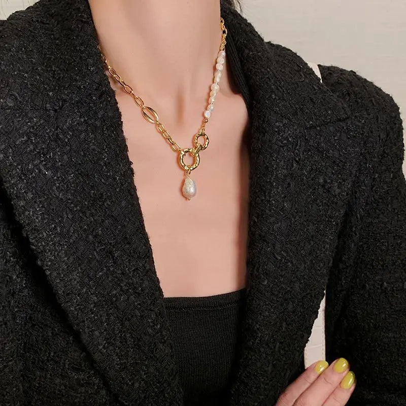 Bridal pearl necklace worn