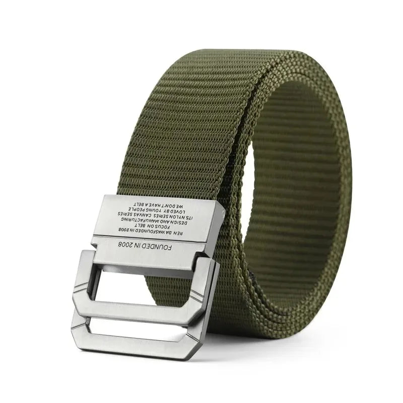 Men's Nylon Webbing Canvas Belt – Military-Style Tactical Belt with Metal Buckle